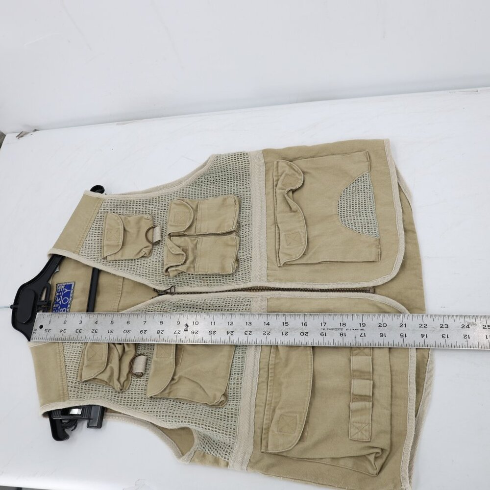 Bugle Boy Vest Mens medium Tactical Vest Cargo Hunting safari photo Khaki Cotton - Picture 8 of 12